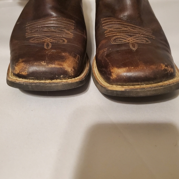 ARIAT ROUNDUP LEATHER WOMEN PULL ON COWBOY BOOT WIDE CALF. brown Gold Turquise. - Picture 4 of 16